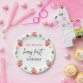 赤いちごデイジー葉ベリーファースト誕生日 ペーパープレート (パーティー)