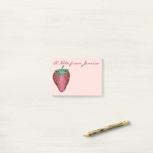 赤いちごパーソナライズされた果実ベリーポスト ポストイット (デスク上)