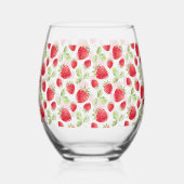 赤いちごピンクの誕生日パーティー ステムなしワイングラス (正面)