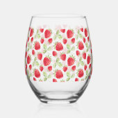 赤いちごピンクの誕生日パーティー ステムなしワイングラス (左)