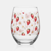 赤いちごピンクの誕生日パーティー ステムなしワイングラス (裏面)