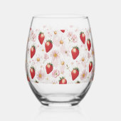 赤いちごピンクの誕生日パーティー ステムなしワイングラス (左)