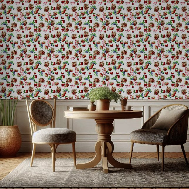 赤いちごブルーベリー非常に甘い夏の果実 壁紙 (Red Strawberry Blue Berry Very Sweet Summer Fruit Wallpaper)