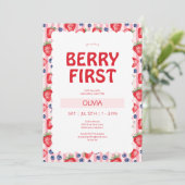 赤いちごベリー最初の誕生日パーティー 招待状 (スタンド正面)