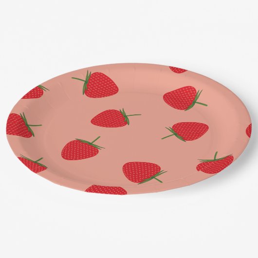 赤いちごベリー甘いベビーシャワー誕生日 ペーパープレート (アングル)