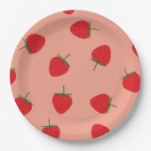 赤いちごベリー甘いベビーシャワー誕生日 ペーパープレート (正面)