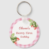 赤いちごベリー第1誕生日ありがとう キーホルダー (正面)
