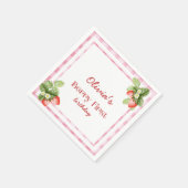 赤いちごベリー第1誕生日ありがとう スタンダードカクテルナプキン (角)