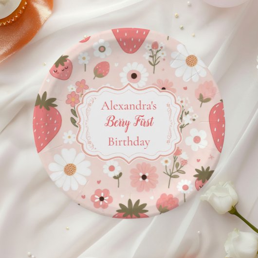 赤いちごベリー第1誕生日パーティー ペーパープレート