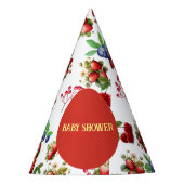 赤いちごモダンブルーベリースイートベビーシャワー パーティーハット (正面)