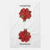 赤いちご写真白 キッチンタオル (縦)