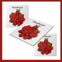 赤いちご写真 タイル