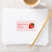 赤いちご果実のピンクとカスタム文字 ラベル (インサイチュ)