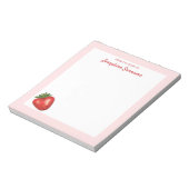 赤いちご果実イラストレーション付名前をカスタムする ノートパッド (回転)