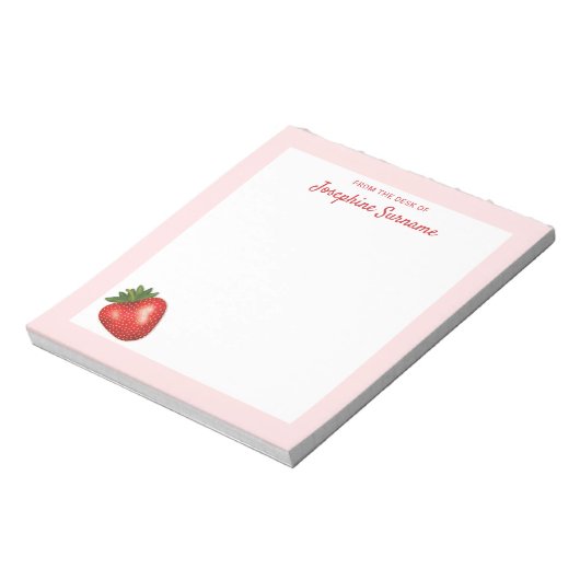 赤いちご果実イラストレーション付名前をカスタムする ノートパッド (回転)