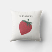 赤いちご果実パーソナライズされた名 クッション (裏面)