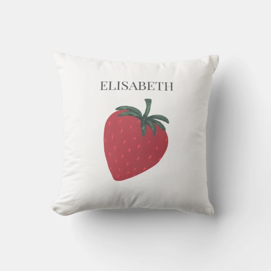 赤いちご果実パーソナライズされた名 クッション (正面)