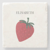赤いちご果実パーソナライズされた名 ストーンコースター (正面)