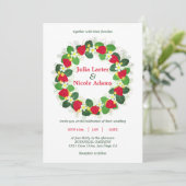 赤いちご果実葉花結婚の 招待状 (スタンド正面)