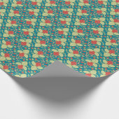 赤いちご果実、花とランナー ラッピングペーパー (角)