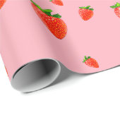 赤いちご柄ピンクパーティー ラッピングペーパー (ロールコーナー)