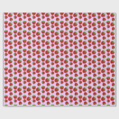 赤いちご柄ピンク ラッピングペーパー (フラット)