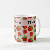赤いちご柄名前をカスタムする コーヒーマグカップ (正面右)