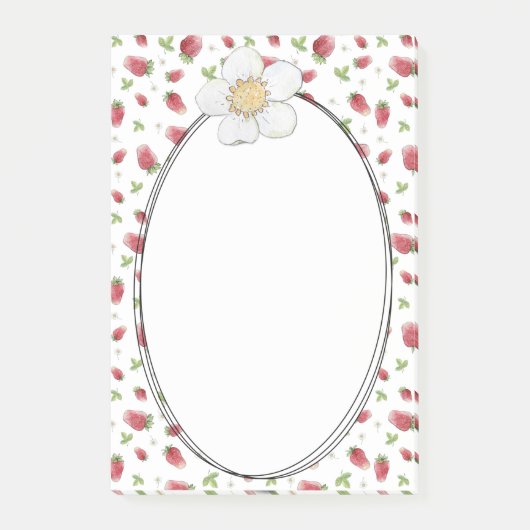 赤いちご水彩パターン ポストイット (正面)