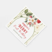 赤いちご素朴テーマベリーファースト誕生日 スタンダードランチョンナプキン (角)