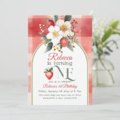 赤いちご素朴ベリー第1誕生日 招待状 (スタンド正面)