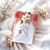 赤いちご素朴ベリー第1誕生日 招待状