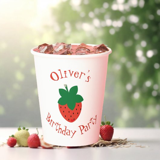 赤いちご誕生日パーティー 紙コップ