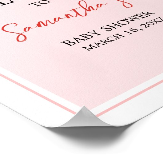 赤いちご赤ちゃんシャワーへようこそ ポスター (角)