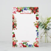 赤いちご赤ちゃんシャワーブルーベリースイートオフィス 便箋 (スタンド正面)