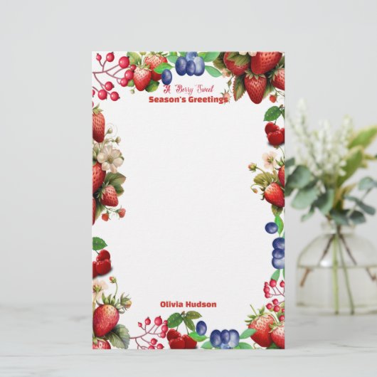 赤いちご赤ちゃんシャワーブルーベリースイートオフィス 便箋 (スタンド正面)