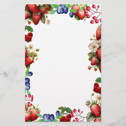 赤いちご赤ちゃんシャワーブルーベリースイートオフィス 便箋 (裏面)