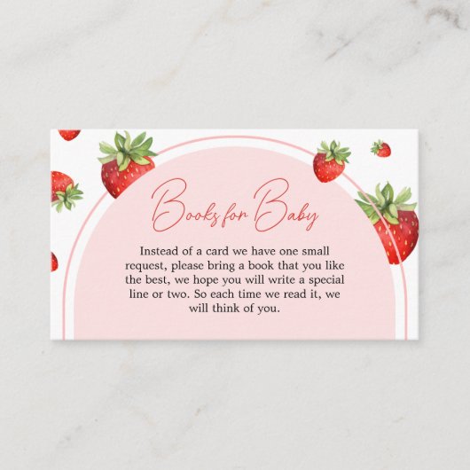 赤いちご赤ちゃんシャワーベビー エンクロージャーカード (正面)