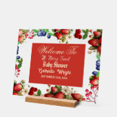 赤いちご赤ちゃんシャワー |ブルーベリー甘かわいい アクリルサイン (傾斜)