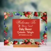 赤いちご赤ちゃんシャワー |ブルーベリー甘かわいい アクリルサイン (ニュートラル)