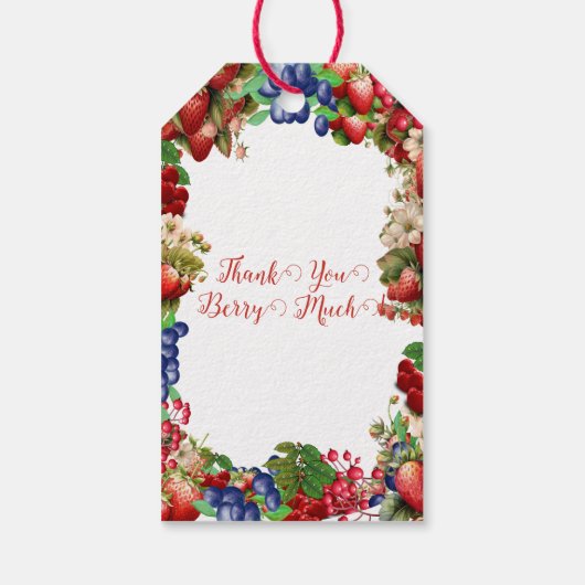 赤いちご赤ちゃんシャワー |ブルーベリー甘かわいい ギフトタグ (裏面)