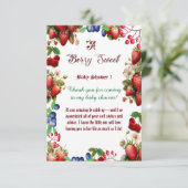 赤いちご赤ちゃんシャワー |ブルーベリー甘かわいい サンキューカード (スタンド正面)