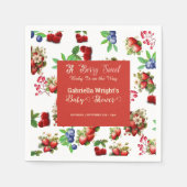 赤いちご赤ちゃんシャワー |ブルーベリー甘かわいい スタンダードカクテルナプキン (正面)