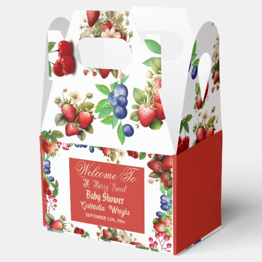 赤いちご赤ちゃんシャワー |ブルーベリー甘かわいい フェイバーボックス (オープン)
