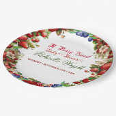 赤いちご赤ちゃんシャワー |ブルーベリー甘かわいい ペーパープレート (アングル)