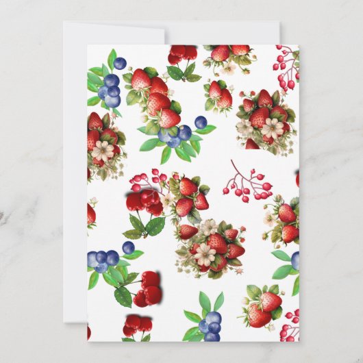 赤いちご赤ちゃんシャワー |ブルーベリー甘かわいい 招待状 (裏面)