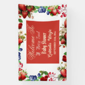 赤いちご赤ちゃんシャワー |ブルーベリー甘かわいい 横断幕 (縦)