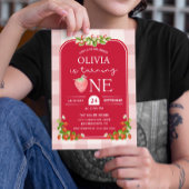 赤いちご1stバースデーガールパーティー 招待状