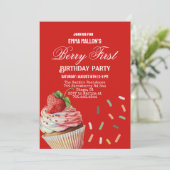 赤いちご1stバースデーベリーファースト招待状 招待状 (スタンド正面)