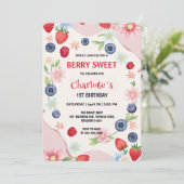 赤いちご1st誕生日パーティー 子供へ 招待状 (スタンド正面)