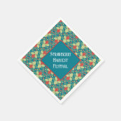 赤いちご、花、果物、ランナー スタンダードカクテルナプキン (角)